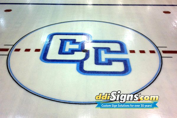 Ice logo stencil for painting on rinks ice surface